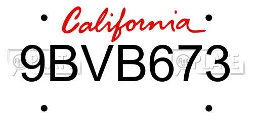 9BVB673 California License Plate