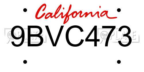 9BVC473 California License Plate