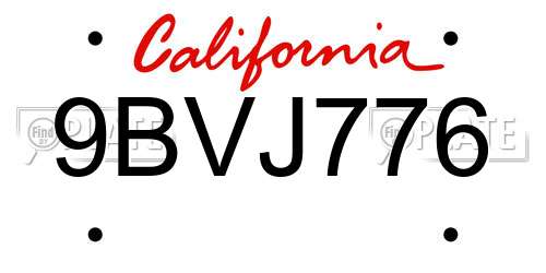 9BVJ776 license plate in CA state
