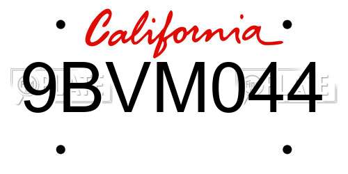 9BVM044 California License Plate