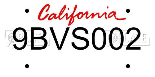 9BVS002 California License Plate