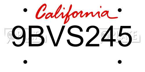9BVS245 California License Plate