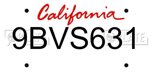 9BVS631 California License Plate