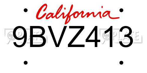 9BVZ413 California License Plate