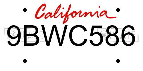 9BWC586 California License Plate