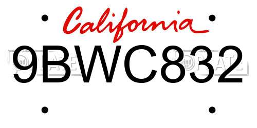 9BWC832 California License Plate