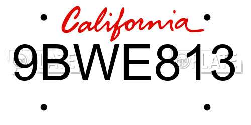9BWE813 California License Plate