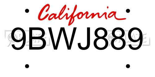 9BWJ889 California License Plate