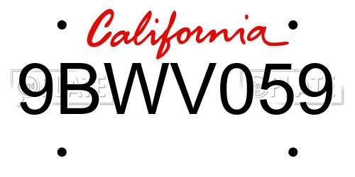 9BWV059 California License Plate