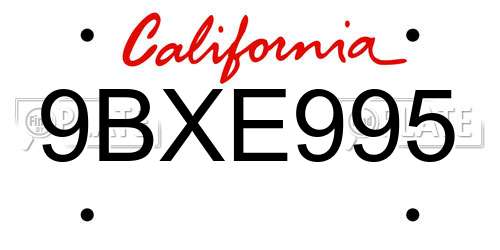 9BXE995 California License Plate