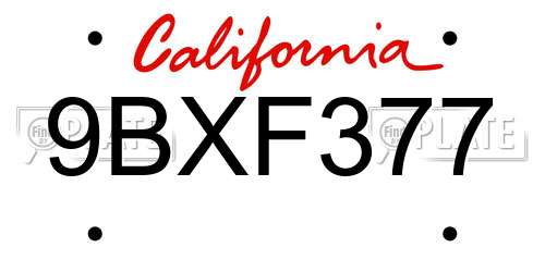 9BXF377 California License Plate