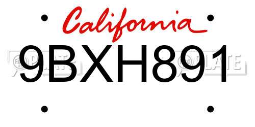 9BXH891 California License Plate