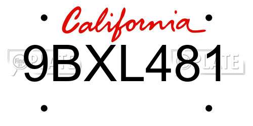 9BXL481 California License Plate