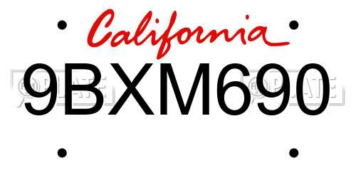 9BXM690 California License Plate