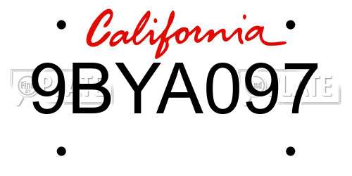 9BYA097 California License Plate