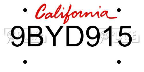 9BYD915 California License Plate
