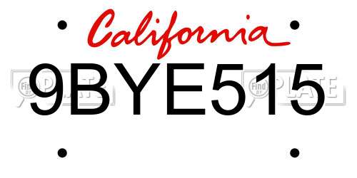9BYE515 California License Plate