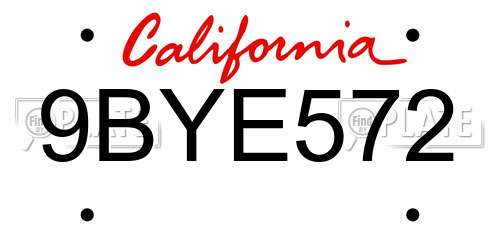 9BYE572 California License Plate