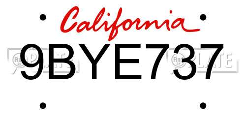 9BYE737 California License Plate