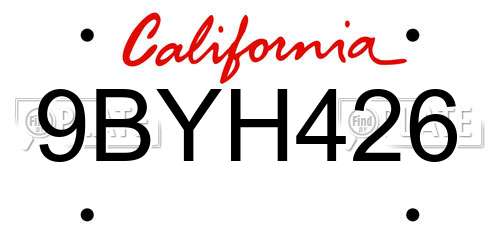 9BYH426 California License Plate