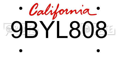 9BYL808 California License Plate