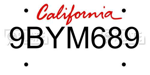 9BYM689 California License Plate