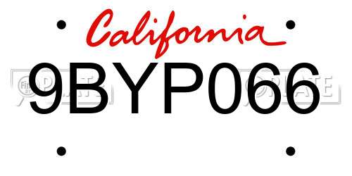 9BYP066 California License Plate