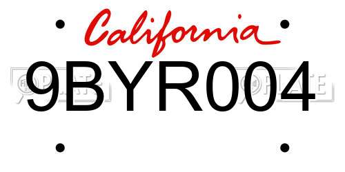 9BYR004 California License Plate