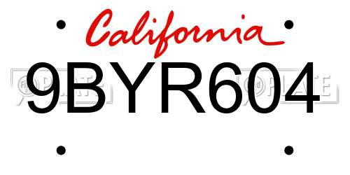 9BYR604 California License Plate