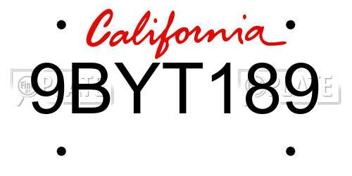 9BYT189 California License Plate