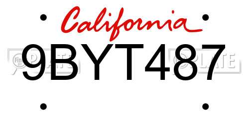 9BYT487 California License Plate