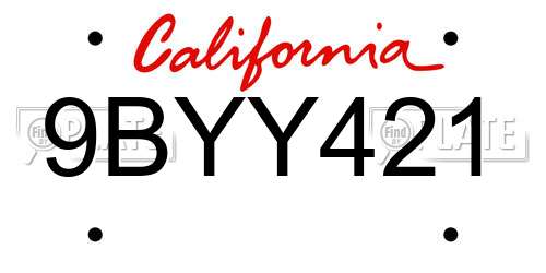 9BYY421 California License Plate