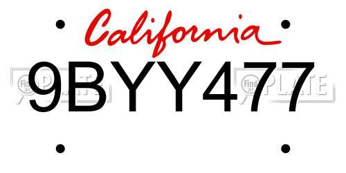 9BYY477 California License Plate