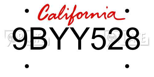 9BYY528 California License Plate