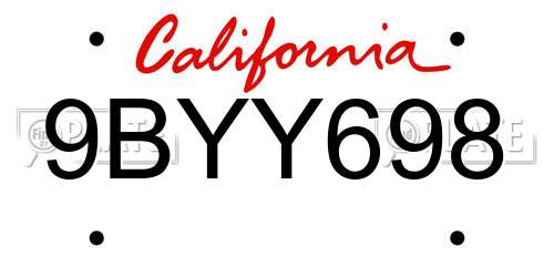 9BYY698 California License Plate