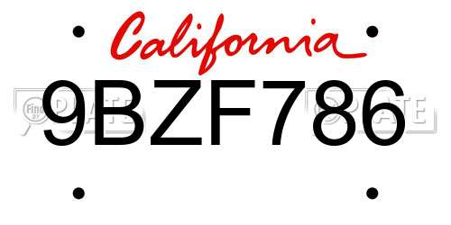 9BZF786 California License Plate