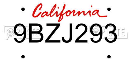 9BZJ293 California License Plate