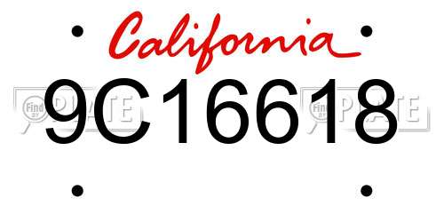 9C16618 California License Plate