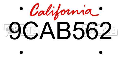 9CAB562 California License Plate