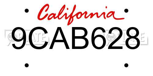 9CAB628 California License Plate