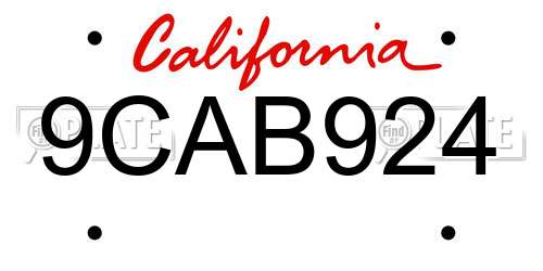 9CAB924 California License Plate