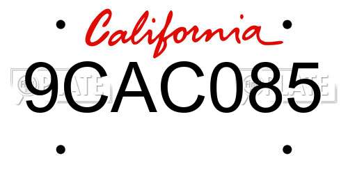 9CAC085 California License Plate