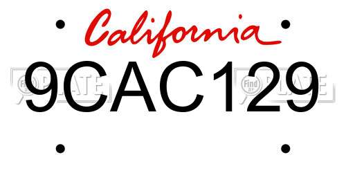 9CAC129 California License Plate