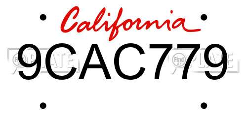 9CAC779 California License Plate
