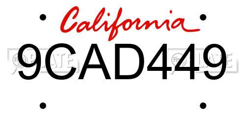 9CAD449 California License Plate