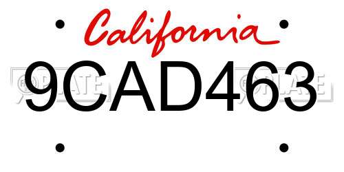 9CAD463 California License Plate