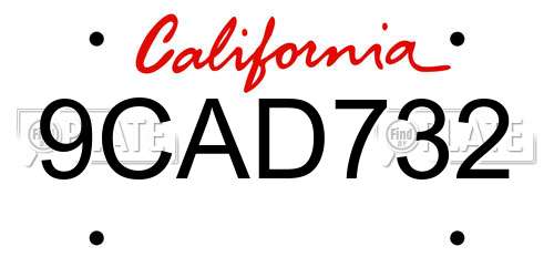 9CAD732 California License Plate