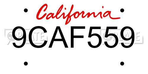 9CAF559 California License Plate