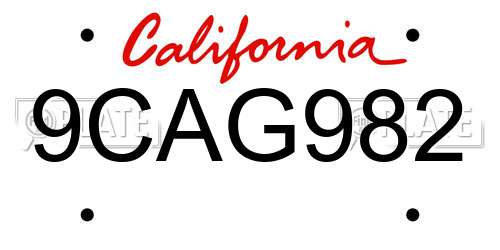 9CAG982 California License Plate