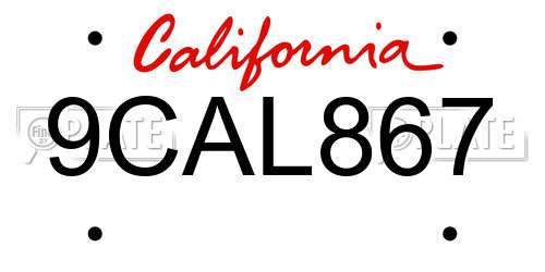 9CAL867 California License Plate